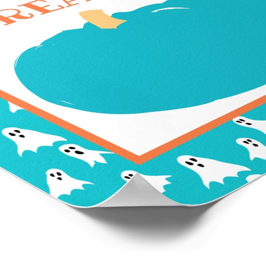 Non-food behandelingen Blauwgroen pompoen Hallowee Poster (Hoek)