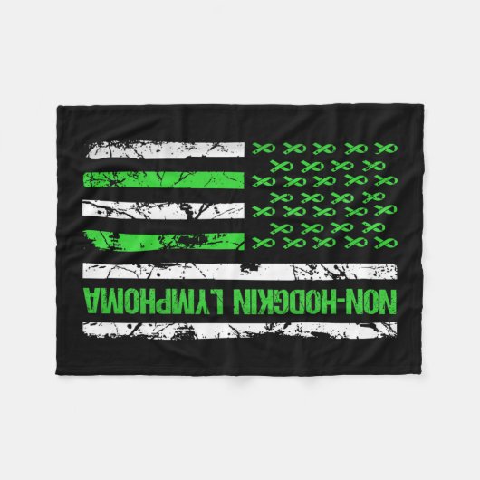 Non-Hodgkin-lymfoom Flag Lime Green Ribbon Fleece Deken (Voorkant (Horizontaal))