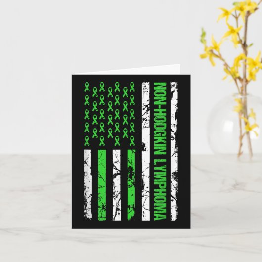 Non-Hodgkin-lymfoom Flag Lime Green Ribbon Kaart (Gele Bloem)
