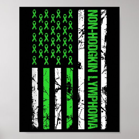 Non-Hodgkin-lymfoom Flag Lime Green Ribbon Poster (Voorkant)