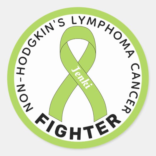 Non-Hodgkin lymfoom kanker Wit lint Ronde Sticker (Voorkant)