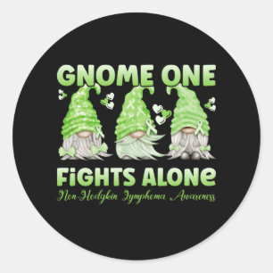 Non Hodgkin Lymphoma Cancer Lime Ribbon Gnome Ronde Sticker