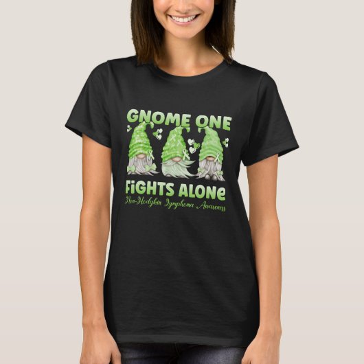 Non Hodgkin Lymphoma Cancer Lime Ribbon Gnome T-shirt (Voorkant)