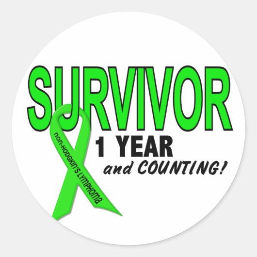 Non-Hodgkins Lymfoom 1 jaar Survivor Ronde Sticker (Voorkant)