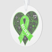 Non-Hodgkins Lymfoom Believe Ribbon Heart Ornament (voorkant)