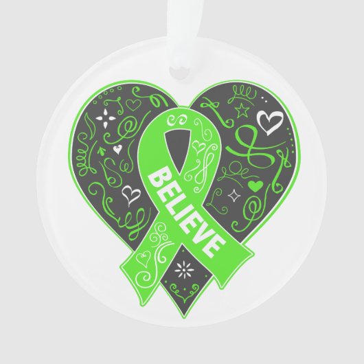 Non-Hodgkins Lymfoom Believe Ribbon Heart Ornament (voorkant)
