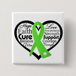 Non-Hodgkins Lymfoom Heart Ribbon Collage Vierkante Button 5,1 Cm