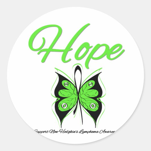 Non-Hodgkins lymfoom Hope vlinderlint Ronde Sticker (Voorkant)