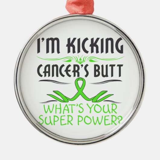 Non-Hodgkins Lymfoom Kicking Cancer Butt Metalen Ornament (Voorkant)