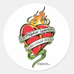 Non-Hodgkins lymfoom Tattoo hart Ronde Sticker