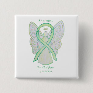 Non-Hodgkins Lymphoma Angel Lime Green Ribbon Pins Vierkante Button 5,1 Cm