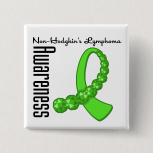 Non Hodgkins Lymphoma Awareness Gemstone Ribbon Vierkante Button 5,1 Cm