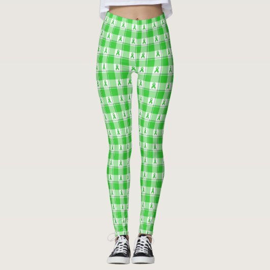 Non-Hodgkin's Lymphoma Awareness Plaid Green Leggings (Voorkant)