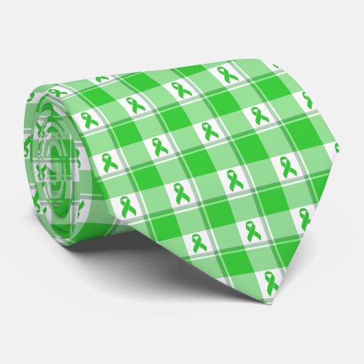 Non-Hodgkin's Lymphoma Awareness Plaid Green Stropdas (Opgerold)