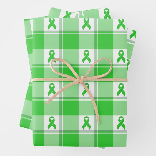 Non-Hodgkin's Lymphoma Awareness Plaid Lime Green Inpakpapier Vel (In situ)