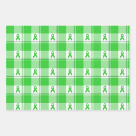 Non-Hodgkin's Lymphoma Awareness Plaid Lime Green Inpakpapier Vel