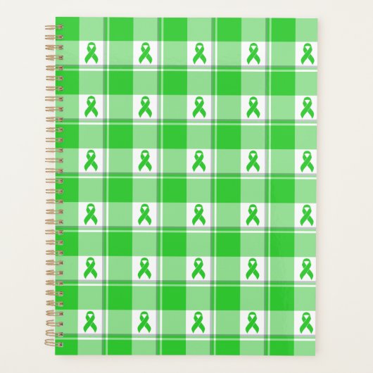 Non-Hodgkin's Lymphoma Awareness Plaid Lime Green Planner (Voorkant)