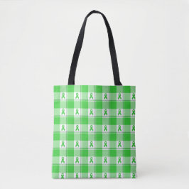 Non-Hodgkin's Lymphoma Awareness Plaid Lime Green Tote Bag
