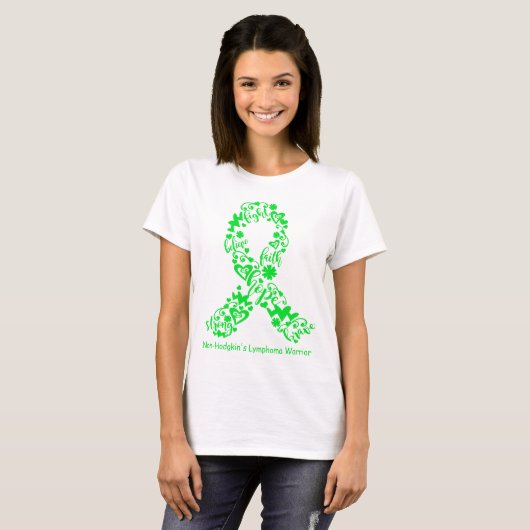 Non-Hodgkin's Lymphoma Awareness Ribbon Support T-shirt (Voorkant volledig)