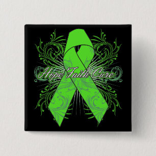 Non-Hodgkins Lymphoma Flourish Hope Faith Cure Vierkante Button 5,1 Cm