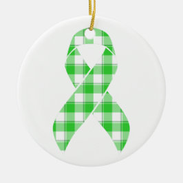 Non-Hodgkin's Lymphoma Plaid Green Ribbon Keramisch Ornament
