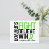 Non Hodgkins Lymphoma Survivor Fight Believe Win Briefkaart (Staand voorkant)