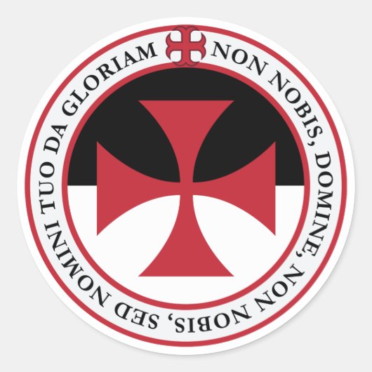 Non Nobis Domine Tempelier Kruiszegel Ronde Sticker (Voorkant)