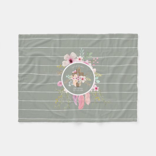 Non Ordinatie Cadeau - Gepersonaliseerd Bloemkruis Fleece Deken (Voorkant (Horizontaal))