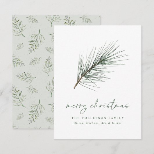 Non Photo Christmas Simple Watercolor Greenery Feestdagenkaart (Voorkant / Achterkant)