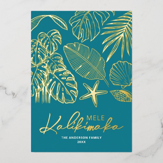 Non-Photo Mele Kalikimaka Tropical Christmas Folie Feestdagenkaart (Voorkant)