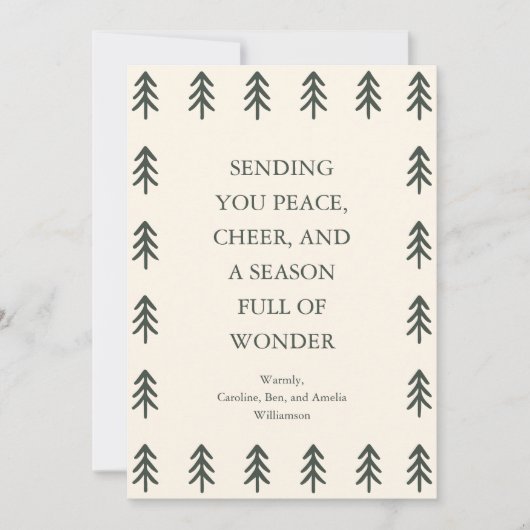 Non-Photo Pine Tree Christmas Forest Personalized Feestdagenkaart (Voorkant)