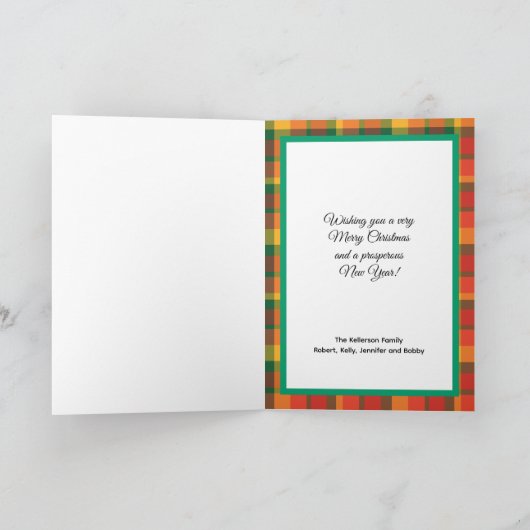 Non Photo Plaid Christmas Card Feestdagen Kaart (Binnen)
