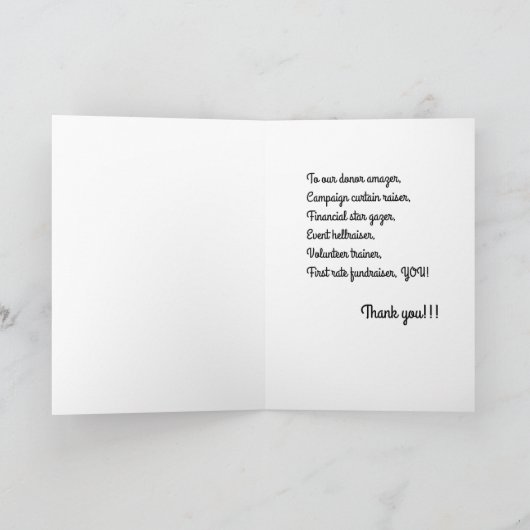 Non-profit fondsenwerver bedankkaart kaart (Binnen)