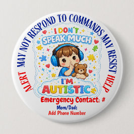 Non Verbal Autism alert pin badge  Ronde Button 4,0 Cm