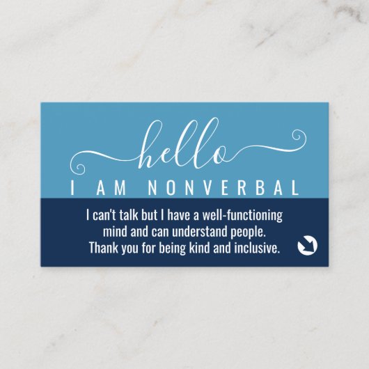 Non-verbale bewustwording en noodcontact visitekaartje (Voorkant)