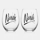 Nona en Nono Grieks Godmother stijlvol Wijnglas Zonder Voet (Achterkant)