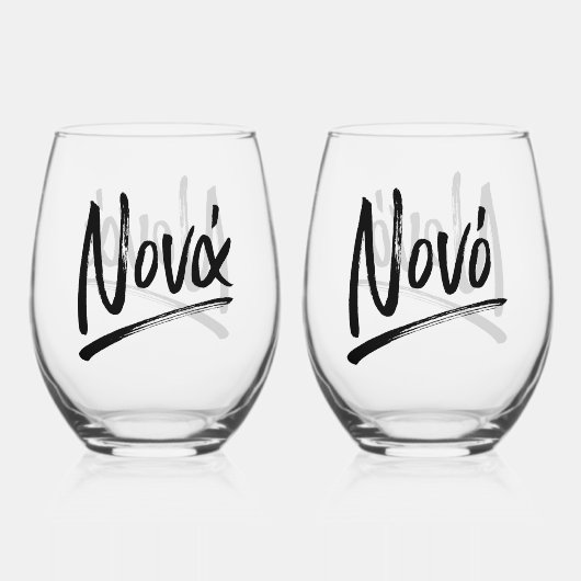 Nona en Nono Grieks Godmother stijlvol Wijnglas Zonder Voet (Voorkant)