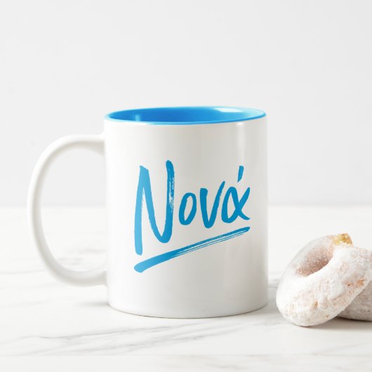 Nona Greek Godmoeder blue Tweekleurige Koffiemok (Met donut)