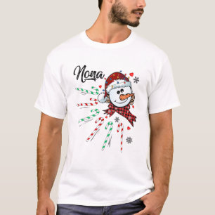 Nona Snowman Candy Cane Kerstmis Funny T-shirt