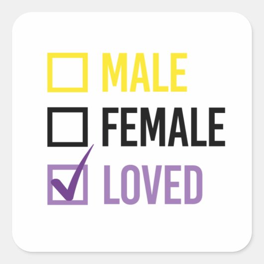 Nonbinair en Geliefd Vierkante Sticker (Voorkant)