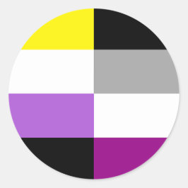 Nonbinaire aseksuele dubbele trotsvlag ronde sticker