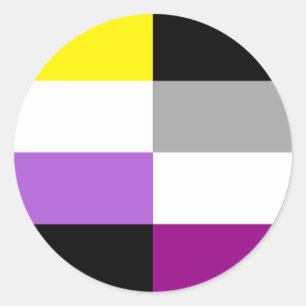 Nonbinaire aseksuele dubbele trotsvlag ronde sticker