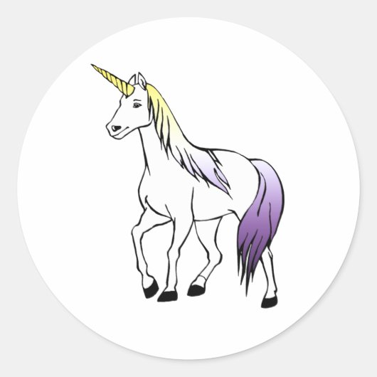 Nonbinaire Eenhoorn Ronde Sticker (Voorkant)