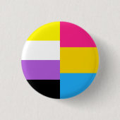 Nonbinaire pansexuele duale pride vlag ronde button 3,2 cm (Voorkant)