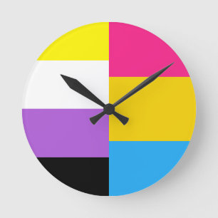 Nonbinaire pansexuele duale trotsvlag ronde klok
