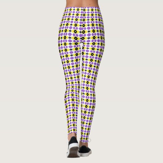 nonbinaire patroon witte basis C Leggings (Achterkant)