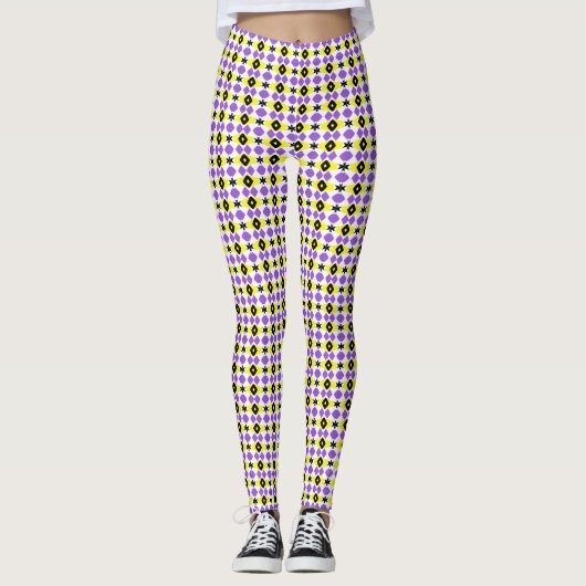 nonbinaire patroon witte basis C Leggings (Voorkant)
