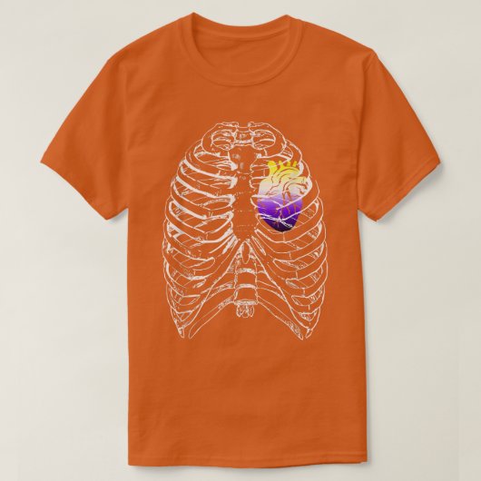 Nonbinary anatomic Heart Ribcage NB Enby Pride H T-shirt (Design voorkant)