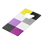 Nonbinary Asexual Dual Pride Flag Creditkaart Flessenopener (Voorkant Gekanteld)