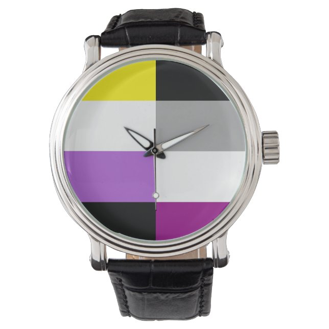 Nonbinary Asexual Dual Pride Flag Horloge (Voorkant)